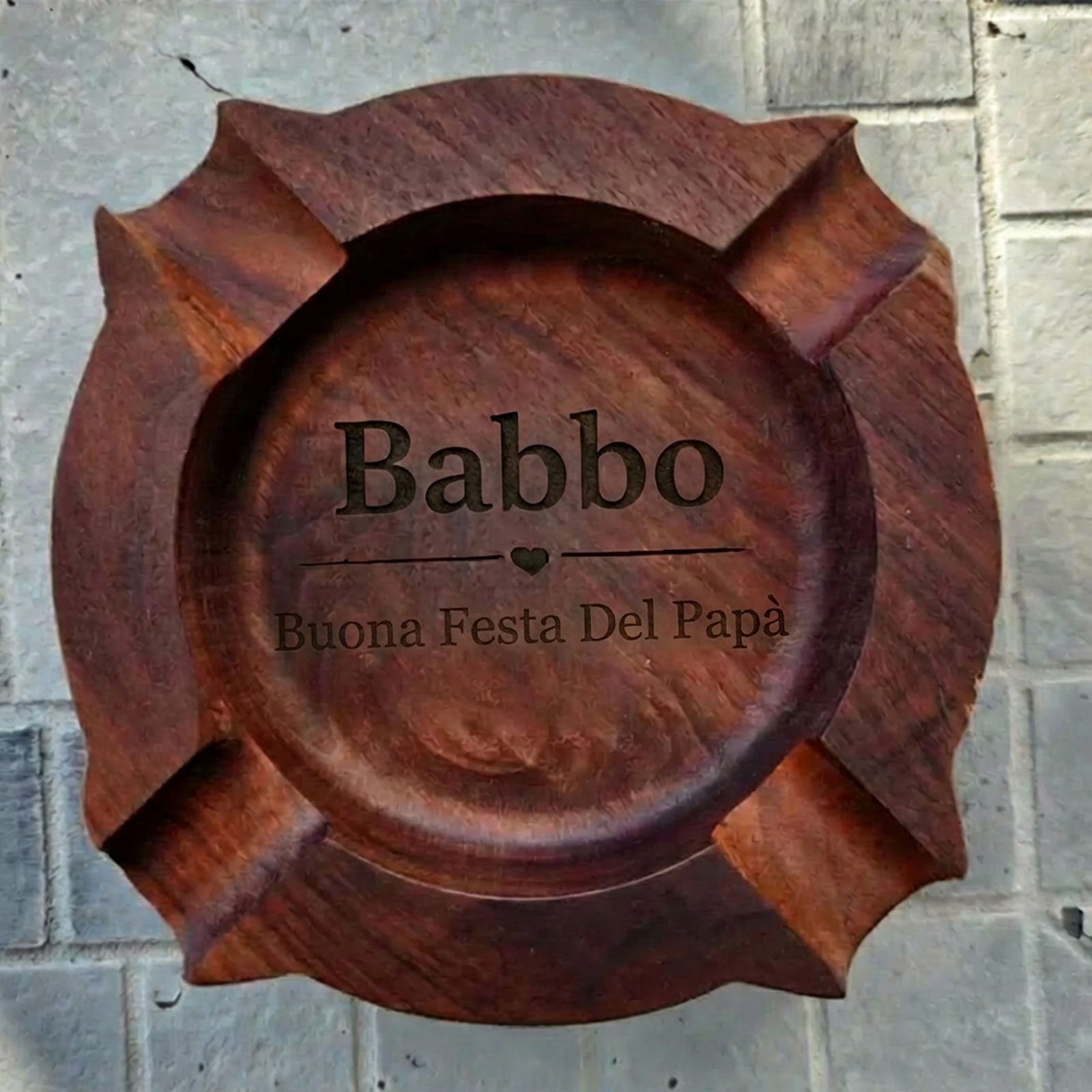 Custom Engraved Cigar Ashtray in Solid Walnut – Perfect Gift for Dad