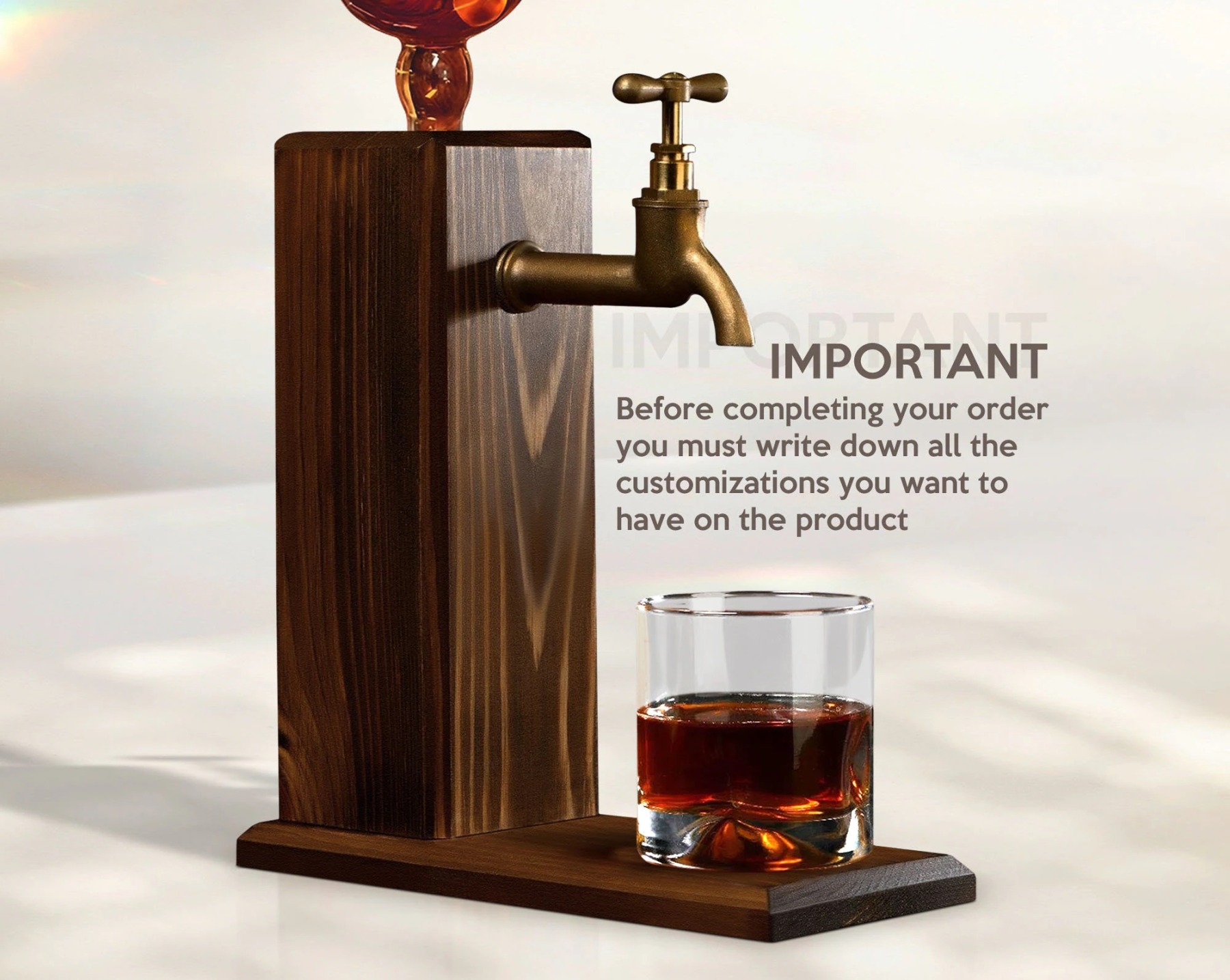 Personalized Embossed Name Wooden Whiskey Dispenser, Wood Dispenser, Alcohol Dispenser, Whiskey Fountain, Beverage Dispenser, Gift for Him-Creatgifts
