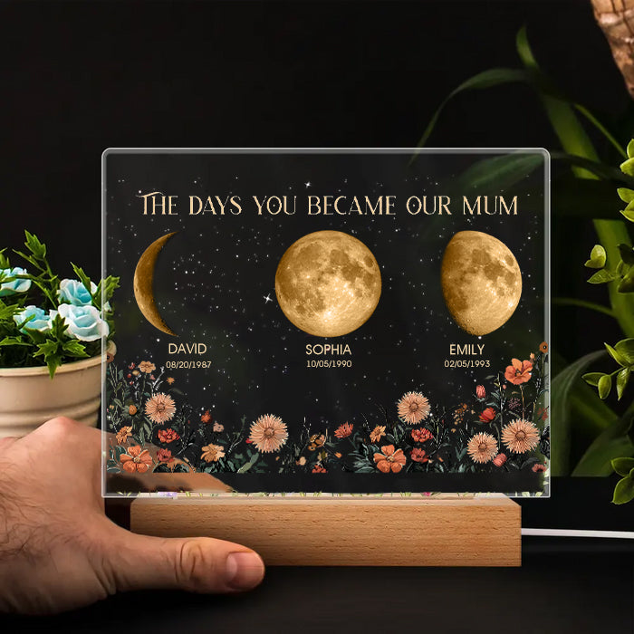 Personalized The Days You Became Our Mum Moon Phase Lightbox