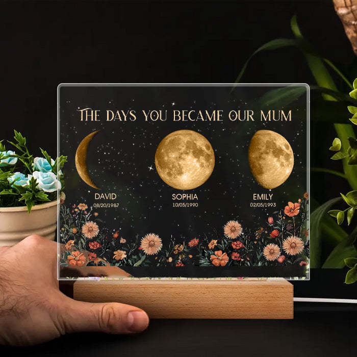 Personalized The Days You Became Our Mum Moon Phase Lightbox