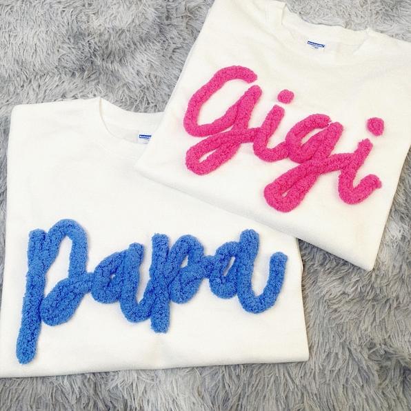 Custom Chenille Embroidered Sweatshirt With Option To Add Name On Sleeves