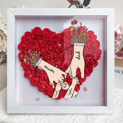 Personalized Flower Shadow Box, Family hand holding