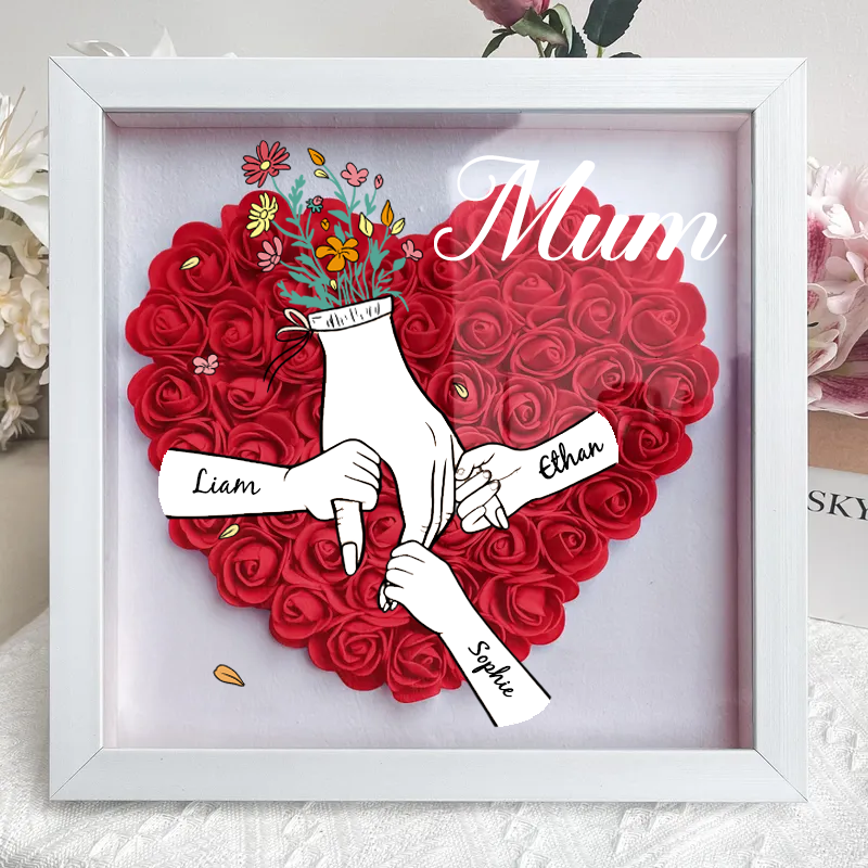 Personalised Flower Shadow Box mum and I hand holding 