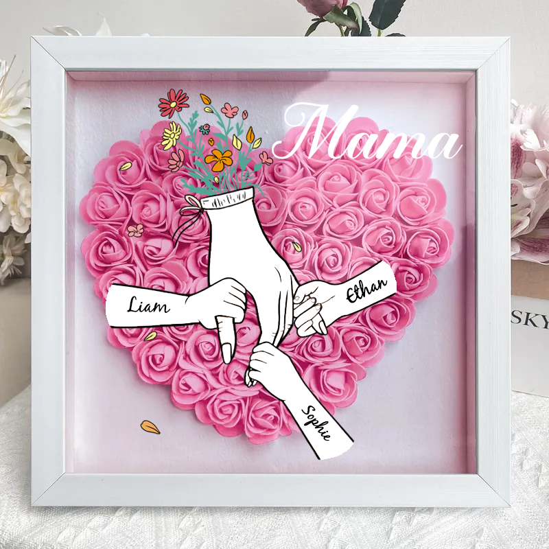 Personalised Flower Shadow Box mum and I hand holding 