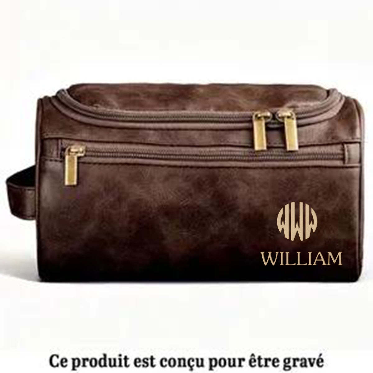 Trousse De Toilette En Cuir Gravée Personnalisée – Cadeaux D’Anniversaire Personnalisés Pour Papa, Frère