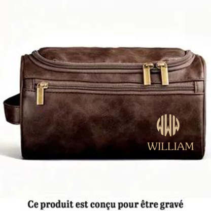 Trousse De Toilette En Cuir Gravée Personnalisée – Cadeaux D’Anniversaire Personnalisés Pour Papa, Frère