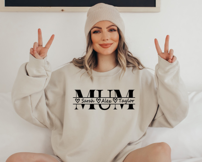 Custom Mama Sweatshirt with Kid Name, Personalized Mom Sweater Minimalist Mommy Custom Gift for Mother, Mom Gift for Her T-Shirt-Creatgifts
