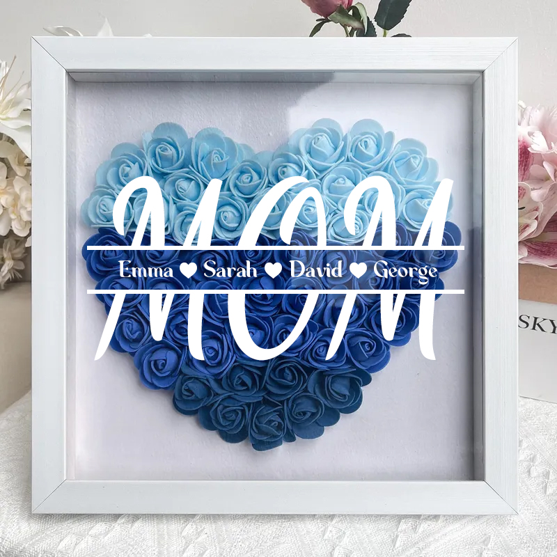 Personalized Flower Shadow Box With Kid's Name - Mother's Day Gift 