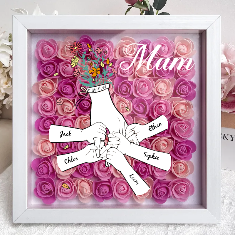 Personalised Flower Shadow Box mum and I hand holding 