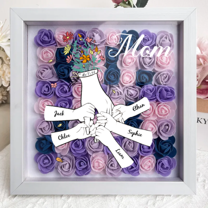 Personalised Flower Shadow Box mum and I hand holding 