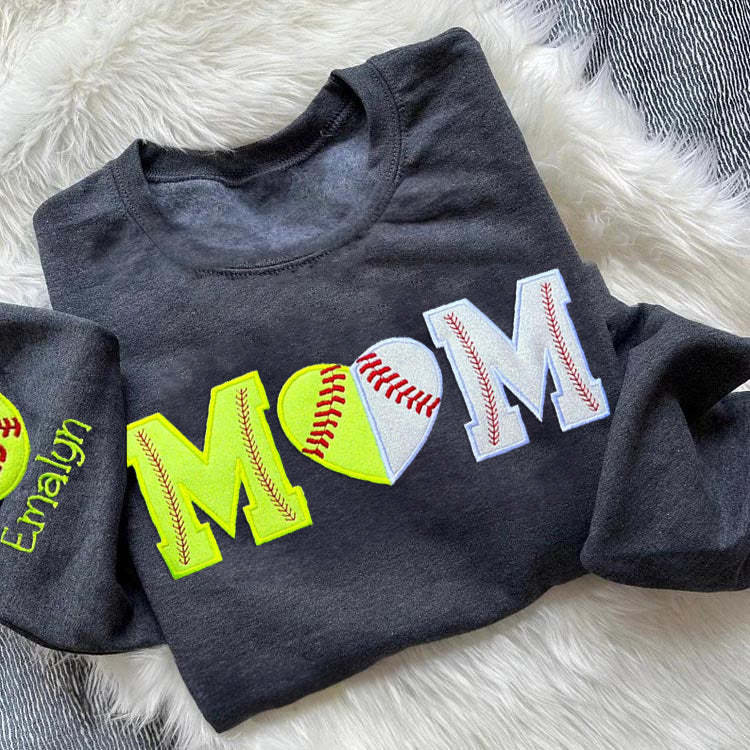 Custom Softball/Baseball Mom Embroidered Sweatshirt