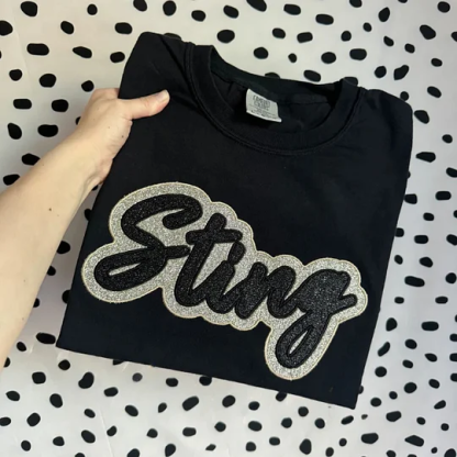 Custom Double Stack Glitter Embroidered Team Sweatshirt Hoodie T-shirt, Sports Mom Tshirt