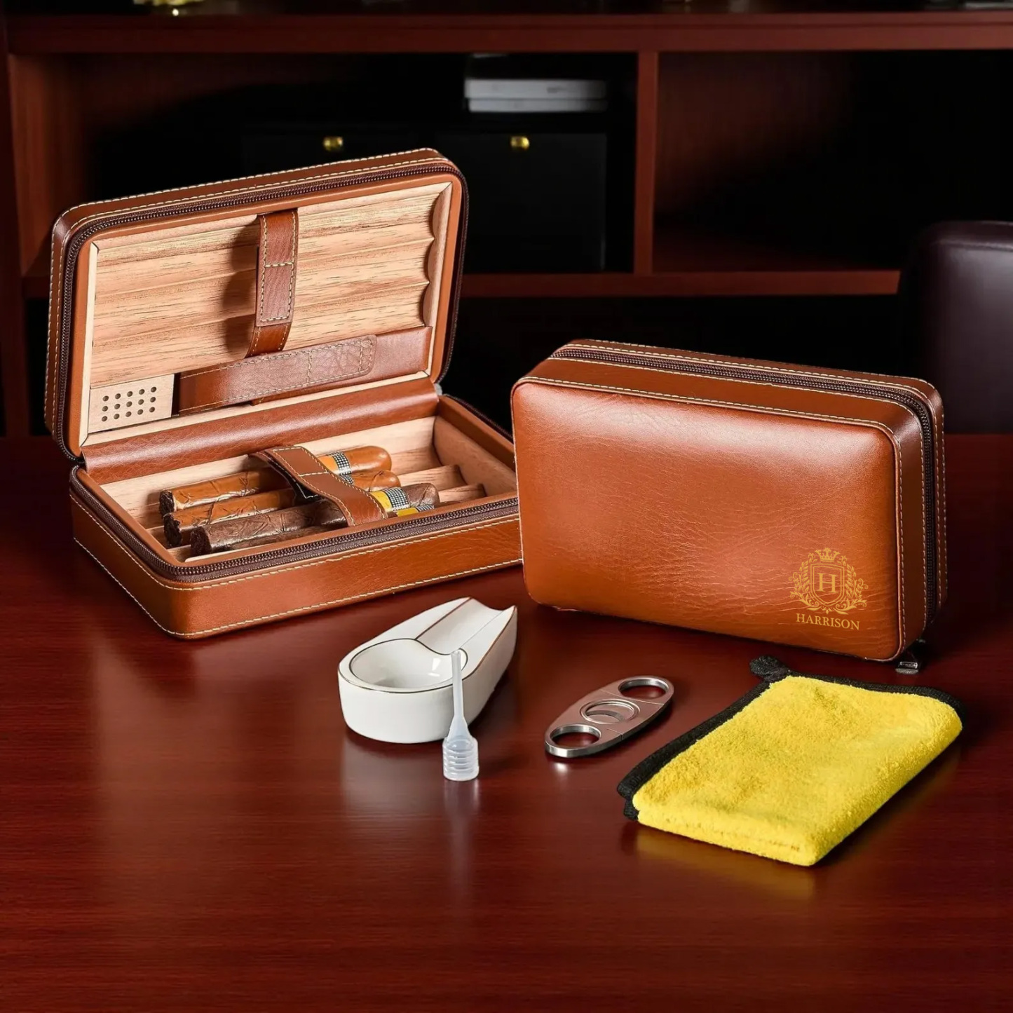 Personalized Cigar Humidor Case Custom Travel Gift for Him Dad Boyfriend Husband Groomsmen Golf Lovers