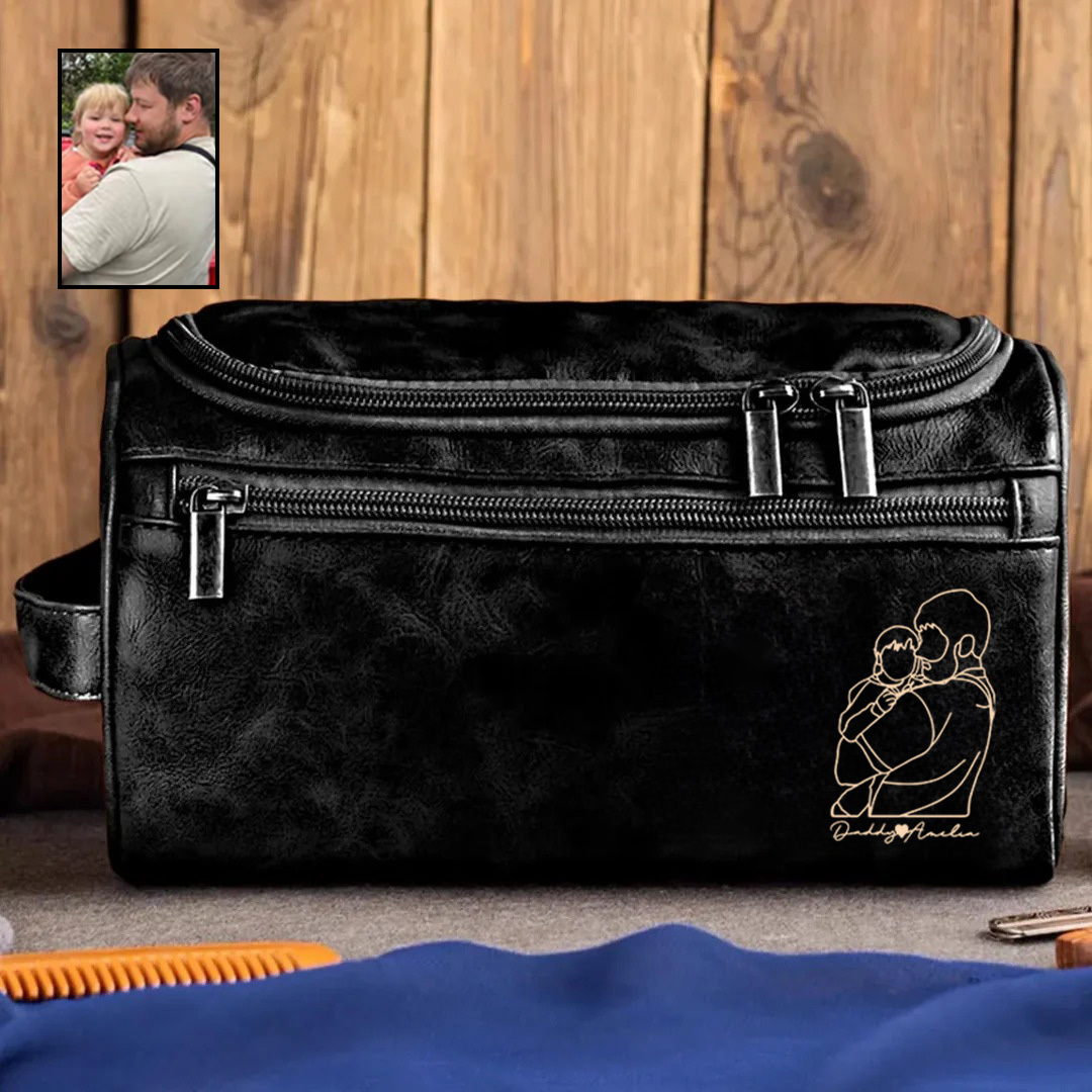 2025 Personalized Portrait Leather Toiletry Bag
