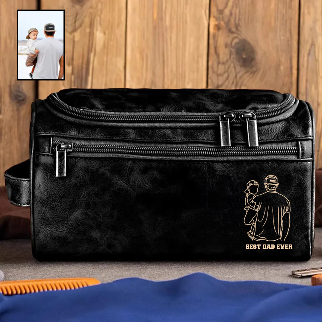 2025 Personalized Portrait Leather Toiletry Bag