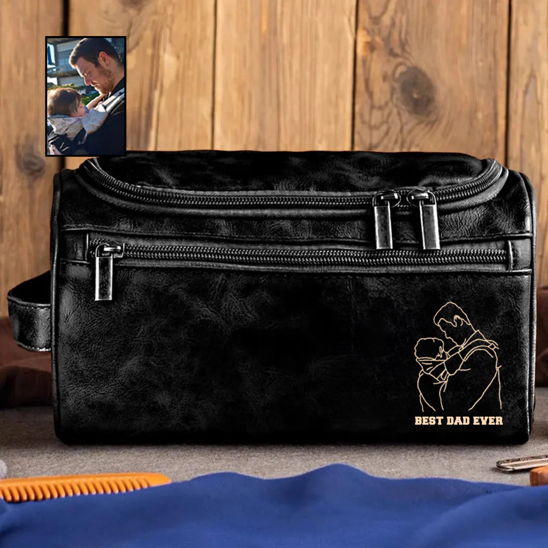 2025 Personalized Portrait Leather Toiletry Bag