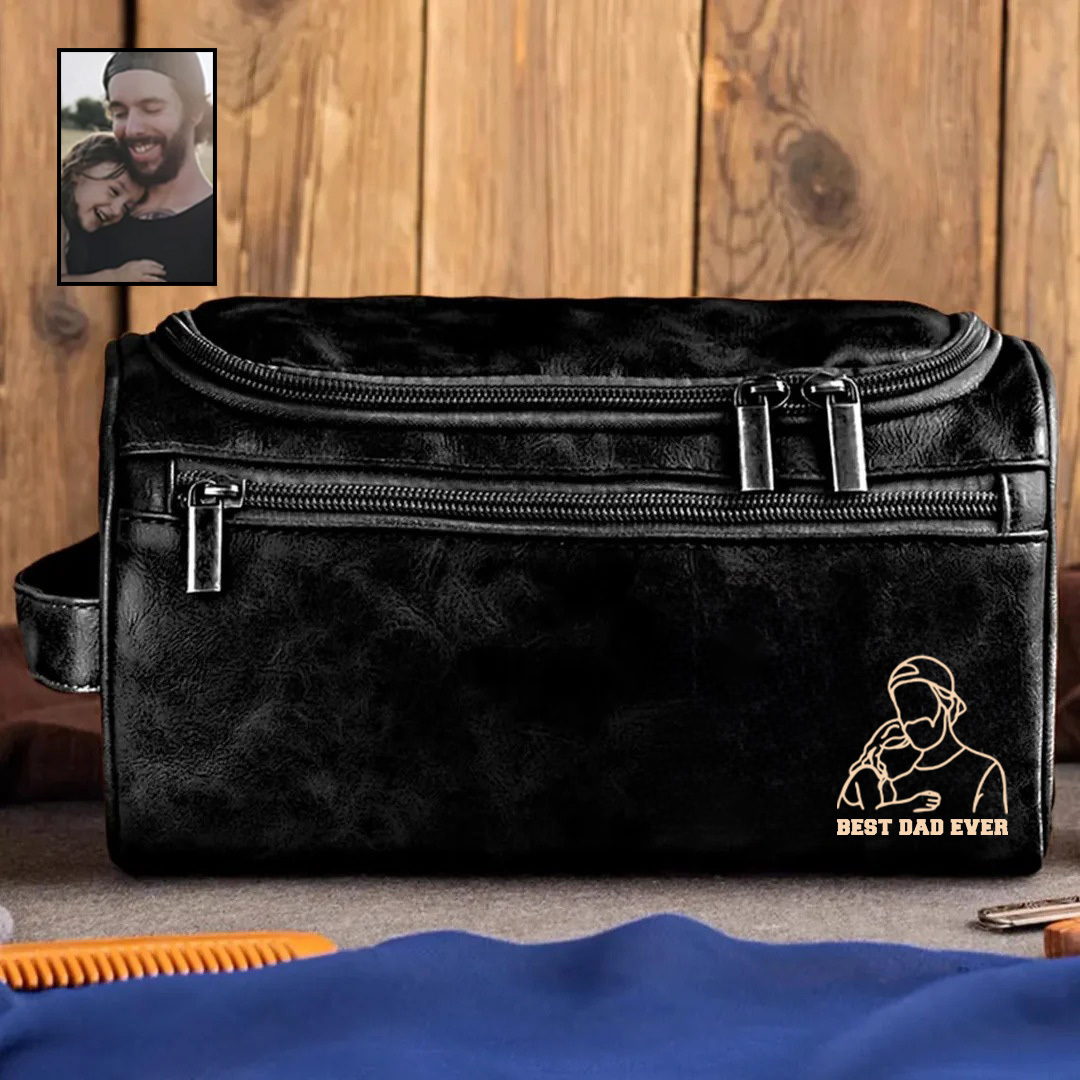 2025 Personalized Portrait Leather Toiletry Bag