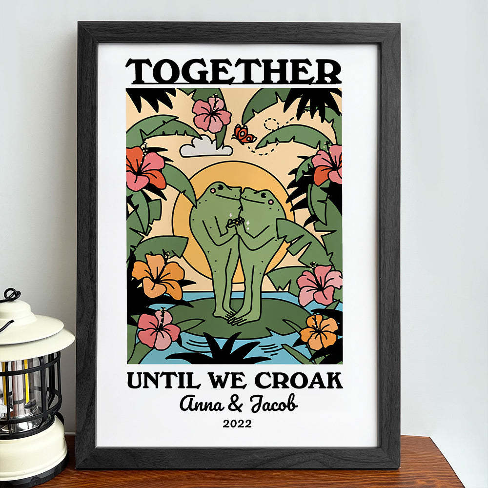 50%OFF⭐️Personalized Frog Couple Print, Custom Frog Illustration Frame