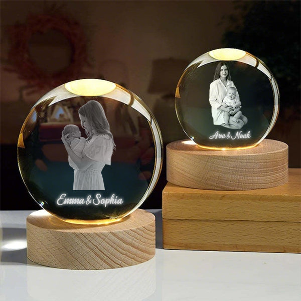 Custom 2D Photo Crystal Ball Night Light Lamp Anniversary Gift