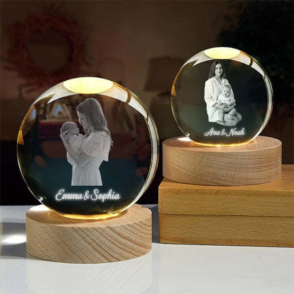 Custom 2D Photo Crystal Ball Night Light Lamp Anniversary Gift
