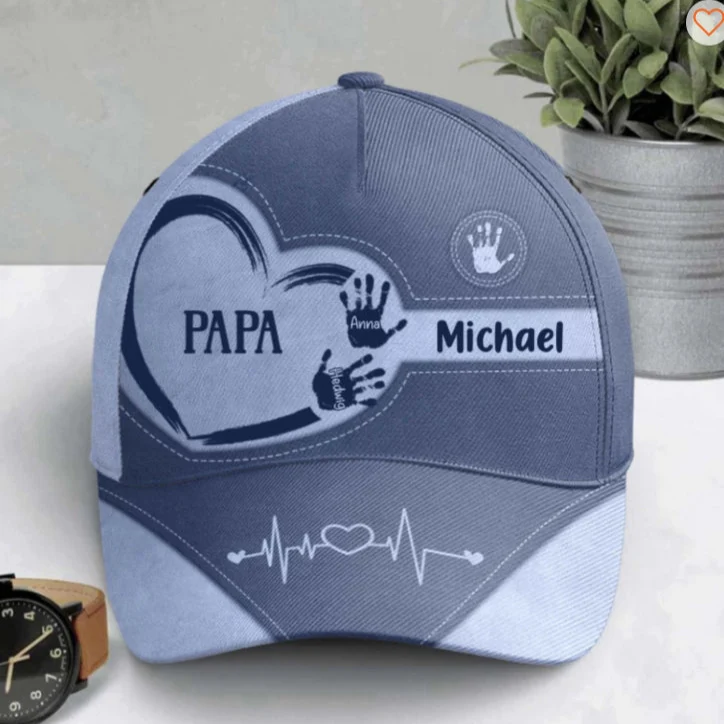Grandpa Dad Kids Handprints - Personalized Classic Cap