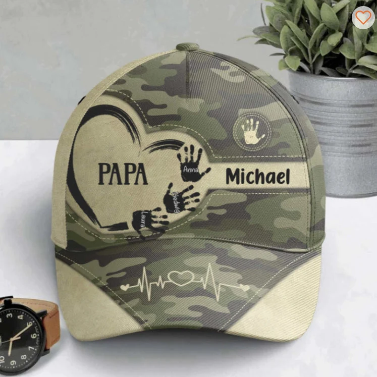 Grandpa Dad Kids Handprints - Personalized Classic Cap