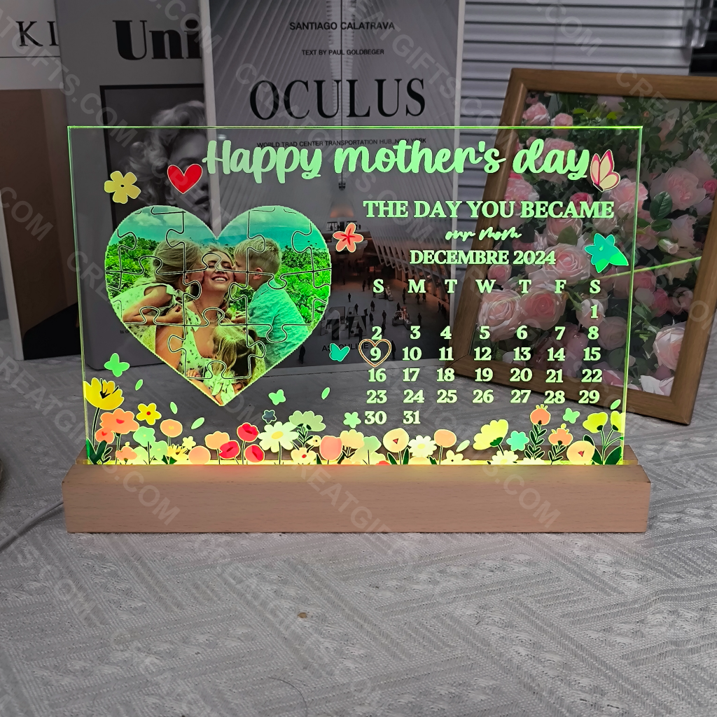 THE DAY YOU BECAME our mom - Personalized LED Frame Box for Mother's Day