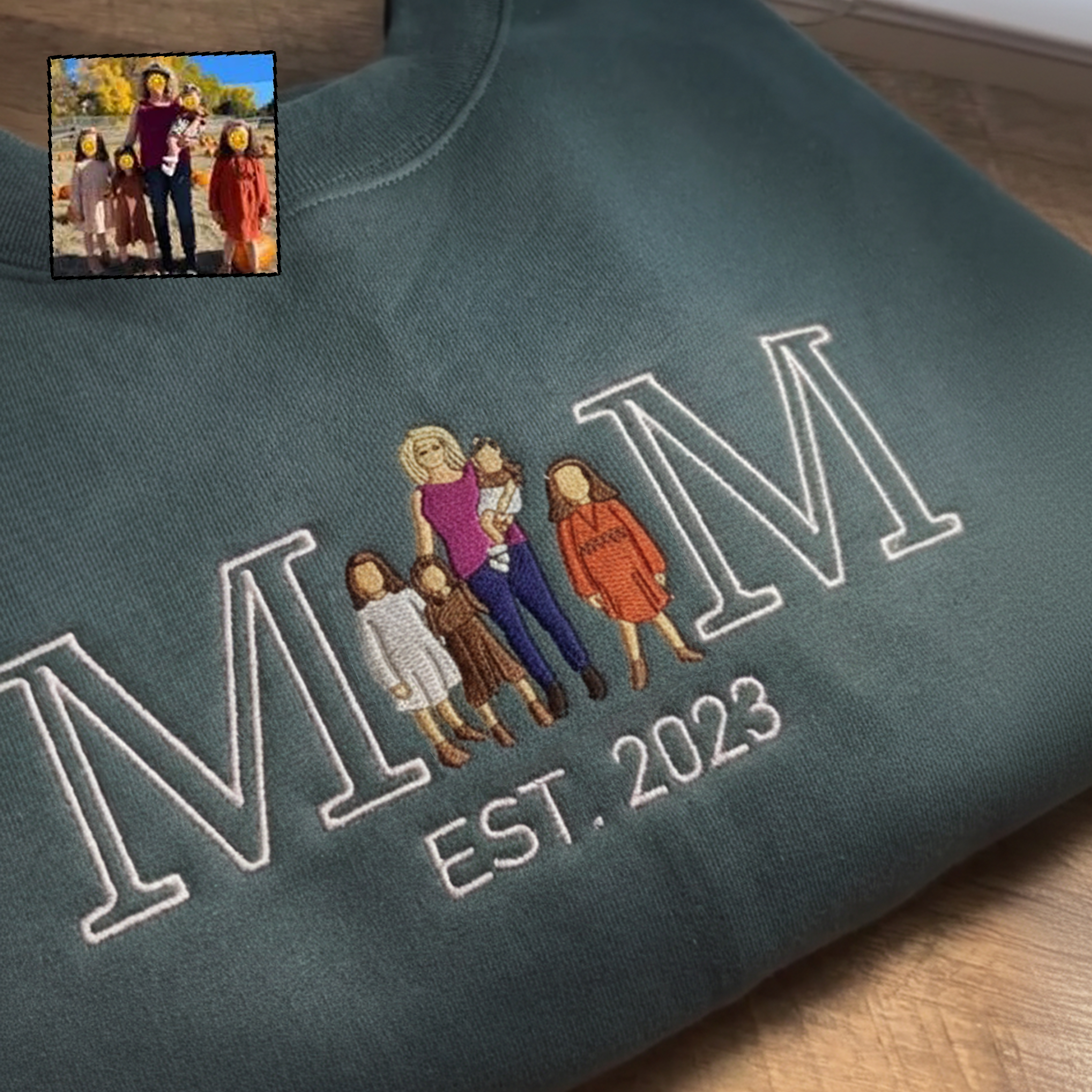 Custom Mama/Mum T-shirt & Embroidered Sweatshirt , Personalized Mama & Kids Portrait