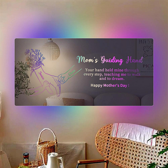 🤝Hand in Hand Personalized Mom and Kids Personalized Mirror Light - Creative Mother's Day Gift