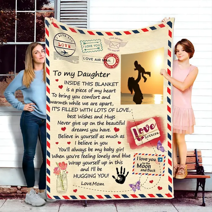 Mothers Day Gifts - Gifts for Mom - Personalized Mom Blanket - Letter 