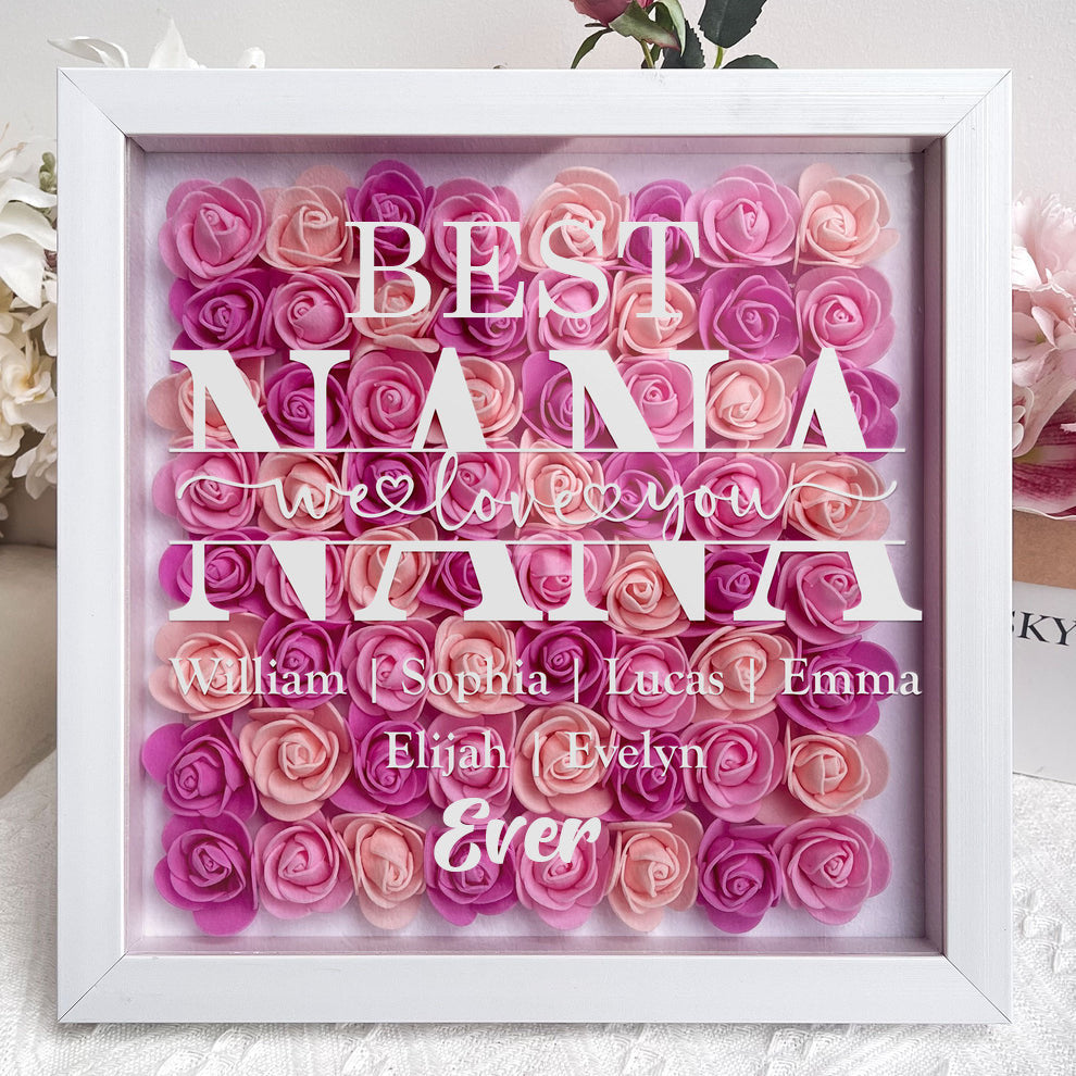 "Best Mom Ever" Heart Shaped Flower Shadow Box | Customized Gift for MOM, Nana Grandma-Creatgifts