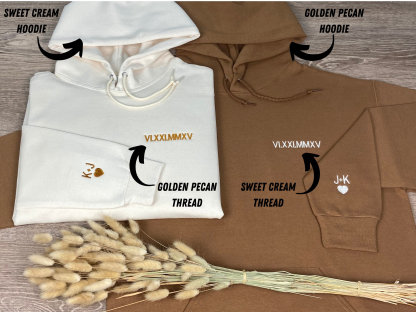 Custom Embroidered Roman Numeral Date Couple's Crewneck - Buy 2 Get Free Shipping