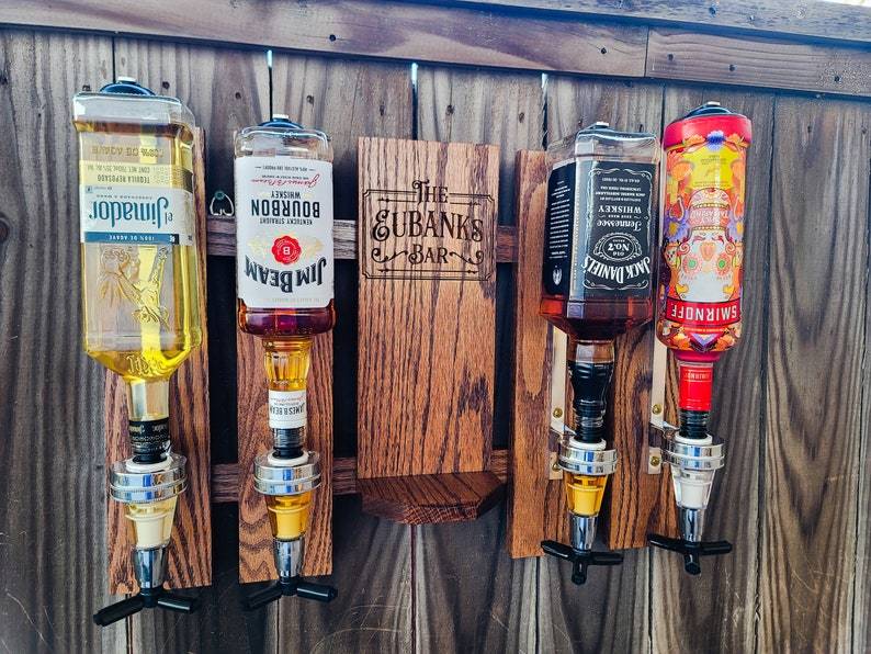 Wall Mount Liquor Dispenser Whiskey Dispenser Tequila Dispenser Bourbon Dispenser Bar Decor Man Cave Personalized Dispenser Gift For Him-Creatgifts