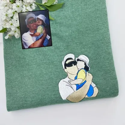 Custom Embroidered Photo Portrait Sweatshirt For papà, papá, pai