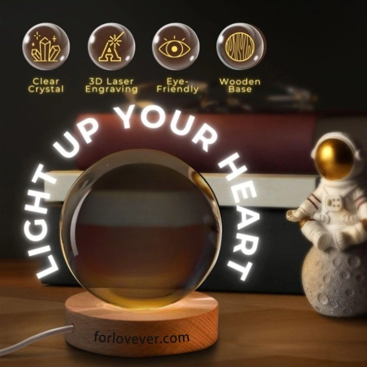 Customized pet face photo Christmas-themed crystal ball night light