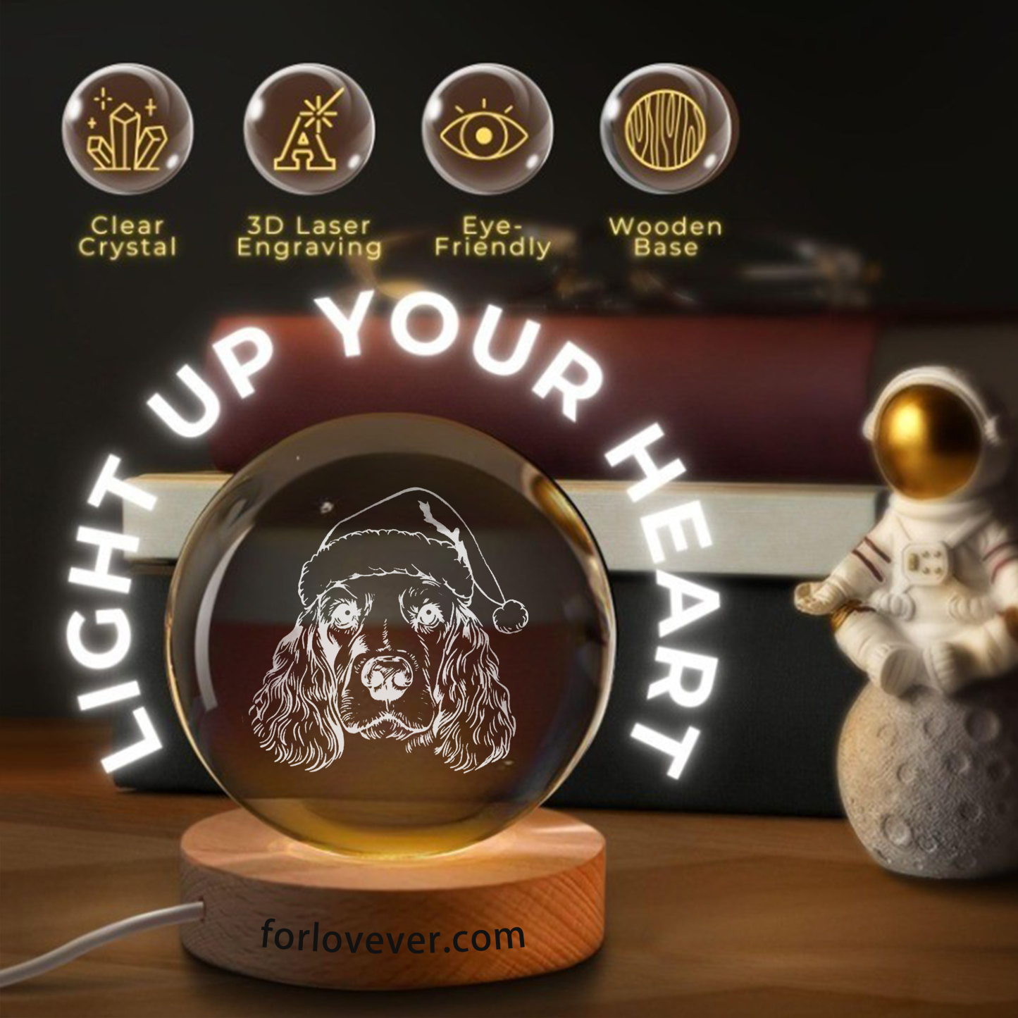 Custom Pet Photo Sketch Style Christmas Crystal Ball