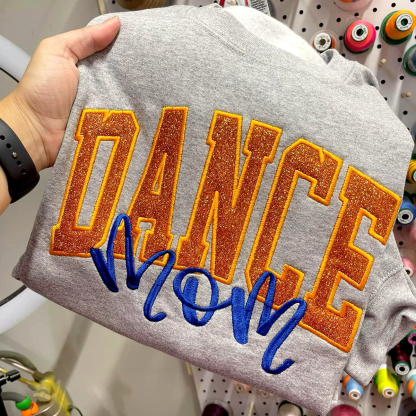 Personalized Glitter Embroidered Dance Mom Sweatshirt