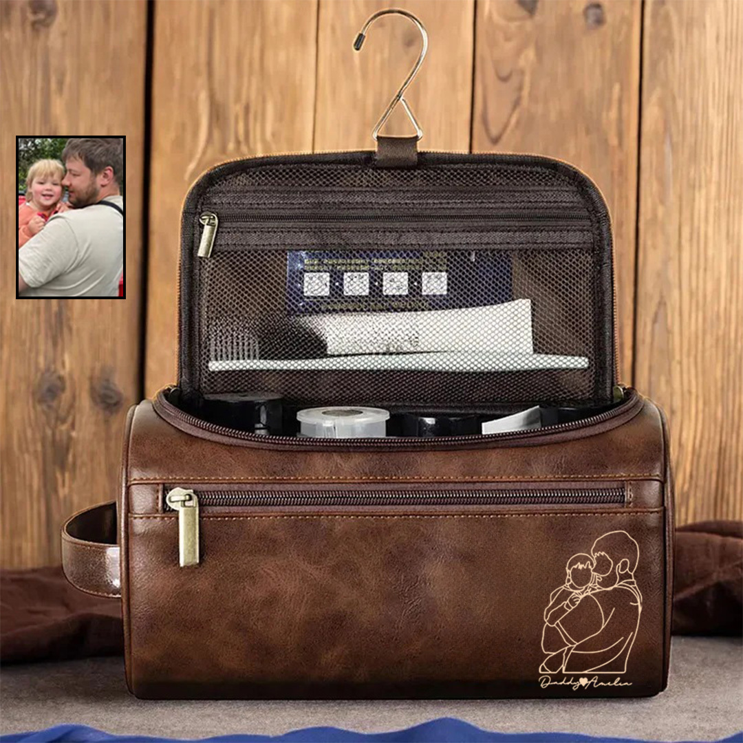 2025 Personalized Portrait Leather Toiletry Bag
