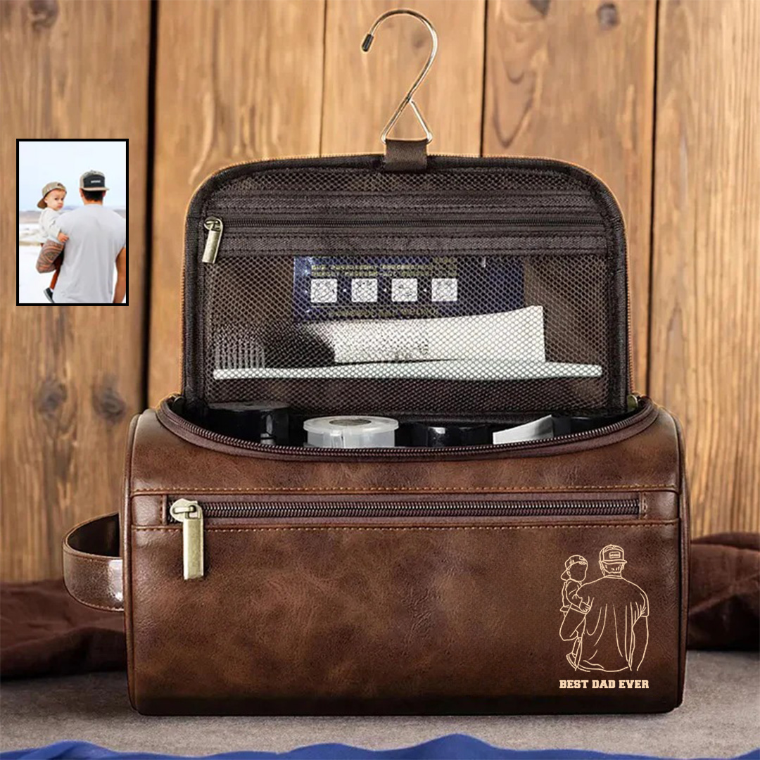 2025 Personalized Portrait Leather Toiletry Bag