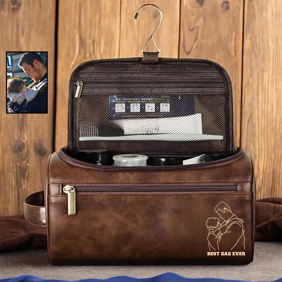 2025 Personalized Portrait Leather Toiletry Bag