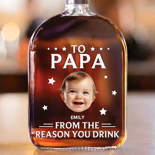 🥃 Custom Photo Liquor Bottle for Dad – Funny & Heartfelt Father’s Day Whiskey Gift