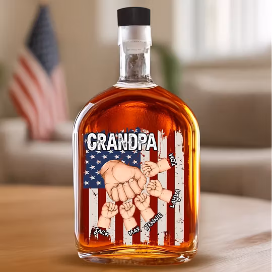 🥃 Power, Love & Legacy – Personalized Family Whiskey Bottle for Dad & Grandpa | Custom Father’s Day Gift