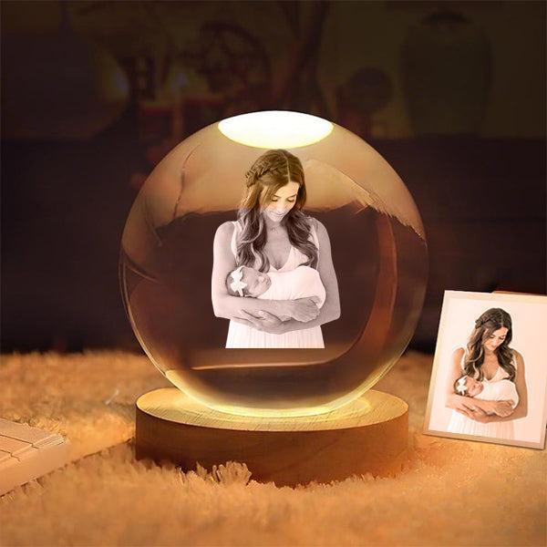 Custom 2D Photo Crystal Ball Night Light Lamp Anniversary Gift