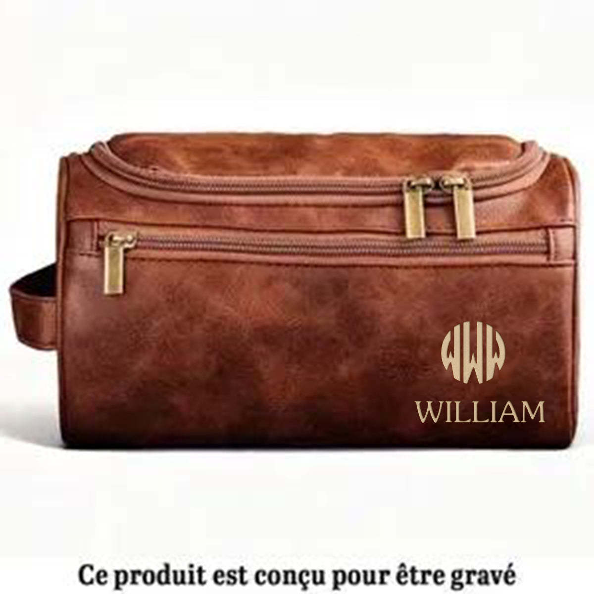 Trousse De Toilette En Cuir Gravée Personnalisée – Cadeaux D’Anniversaire Personnalisés Pour Papa, Frère