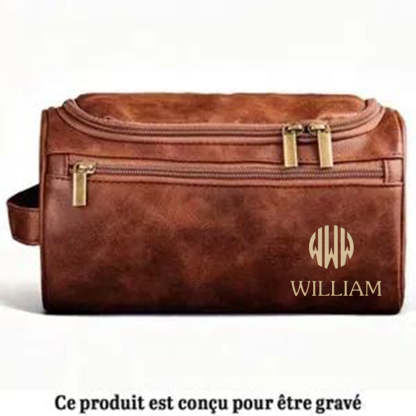 Trousse De Toilette En Cuir Gravée Personnalisée – Cadeaux D’Anniversaire Personnalisés Pour Papa, Frère