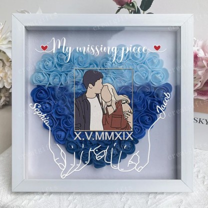 Custom Couple Photo Portrait Flower Shadow Box