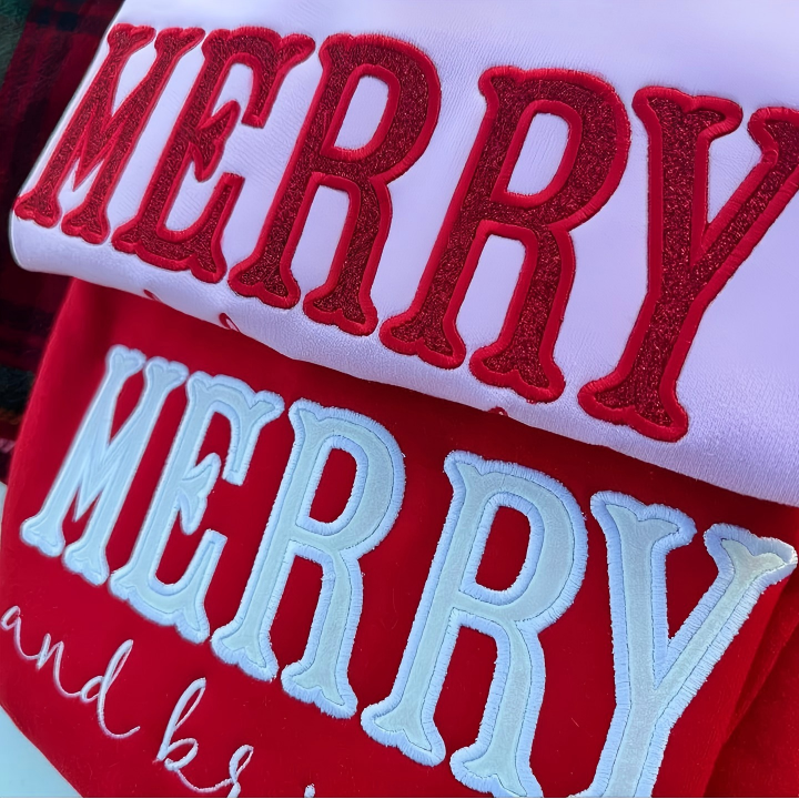 Personalized Green/Red Merry Christmas Bow Side Sweatshirt