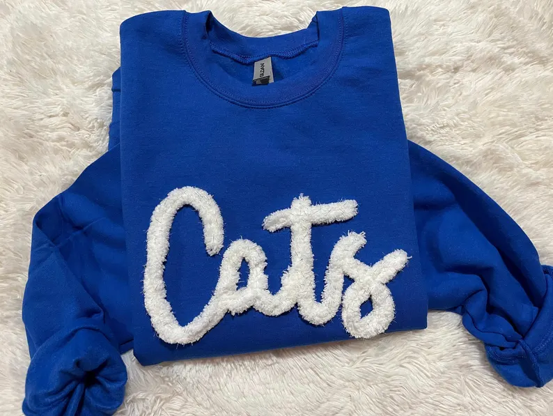 Cats Royal Chenille yarn sweatshirt, embroidery, chenille yarn, wildcats, Kentucky sweatshirt, cats chenille sweatshirts, wildcat pride,