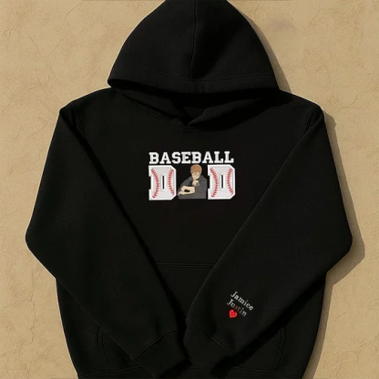 Baseball Dad Custom Portrait Embroidered Sweatshirt, Father Day Sweatshirt, Gift For Dad