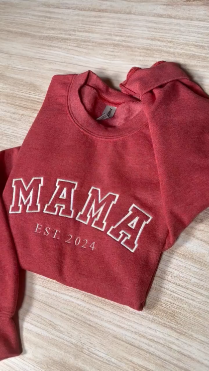 Custom Embroidered Mama Sweatshirt with Kids Names on Sleeve New Mom Hoodie Popular Now